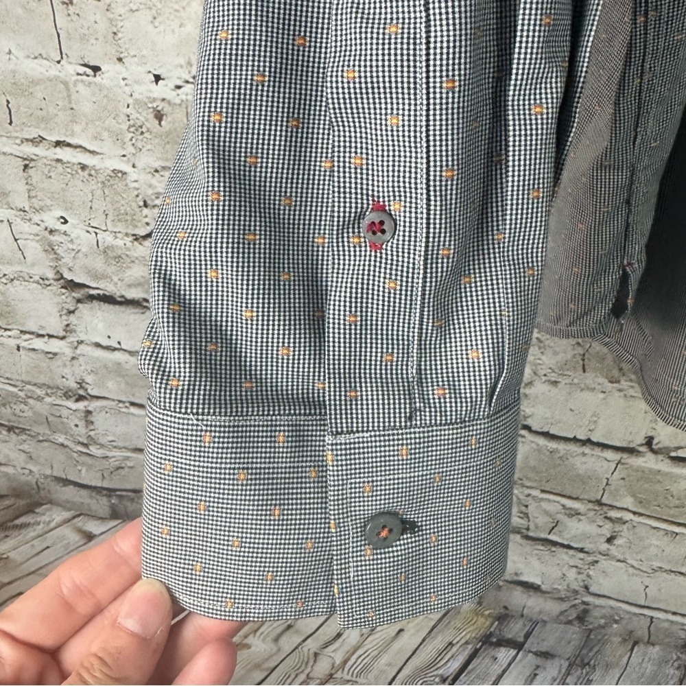 Robert Graham 3XL Long Sleeve Button Down Shirt Roll Tab Black White Orange - Picture 6 of 10